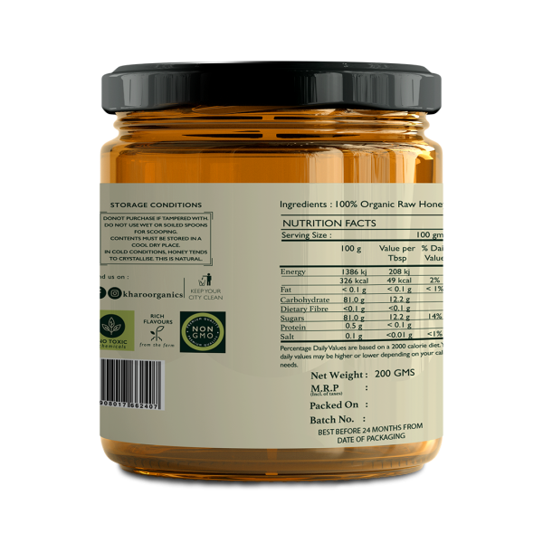 organic honey nutrition facts