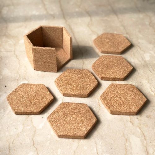 Hex Coasters With Stand- Set Of 6