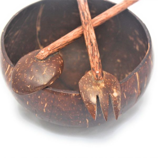 coconut jumbo bowl with spoon & fork