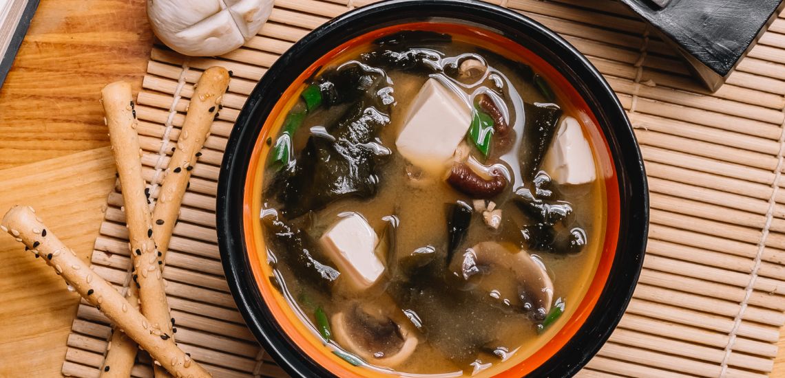 organic mushroom tofu soup