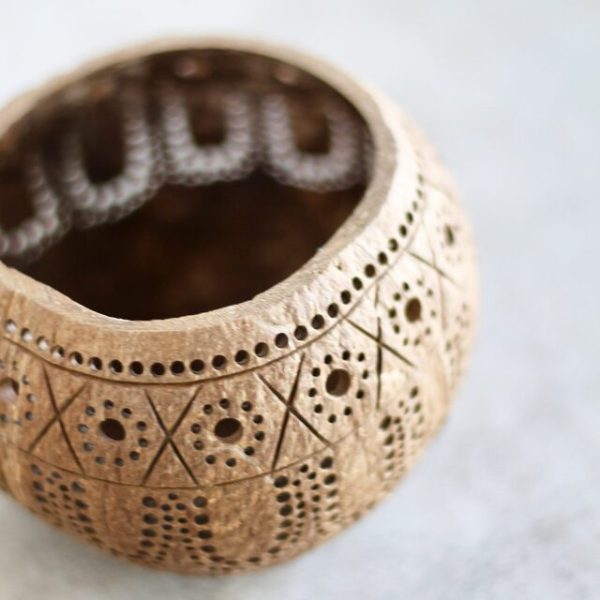 coconut shell candle holder