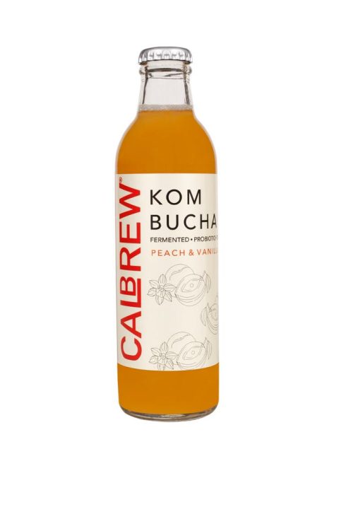 Calbrew peach & vanilla kombucha health drink