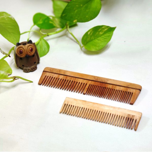 Dual teeth comb and pocket comb set made with neem