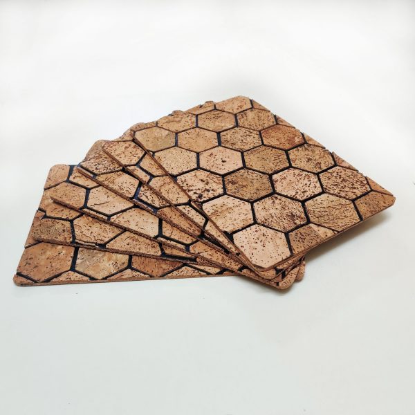 Hexagon placemats made of natural material