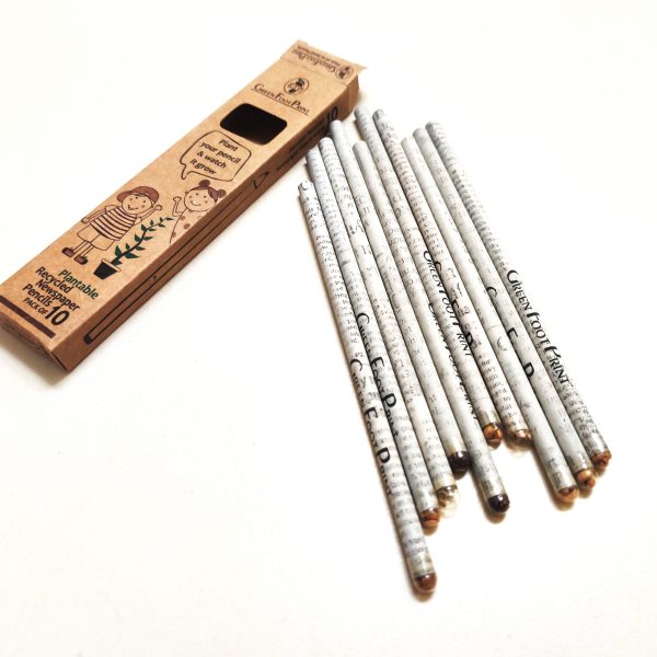 recycled plantable paper pencil with seeds at back