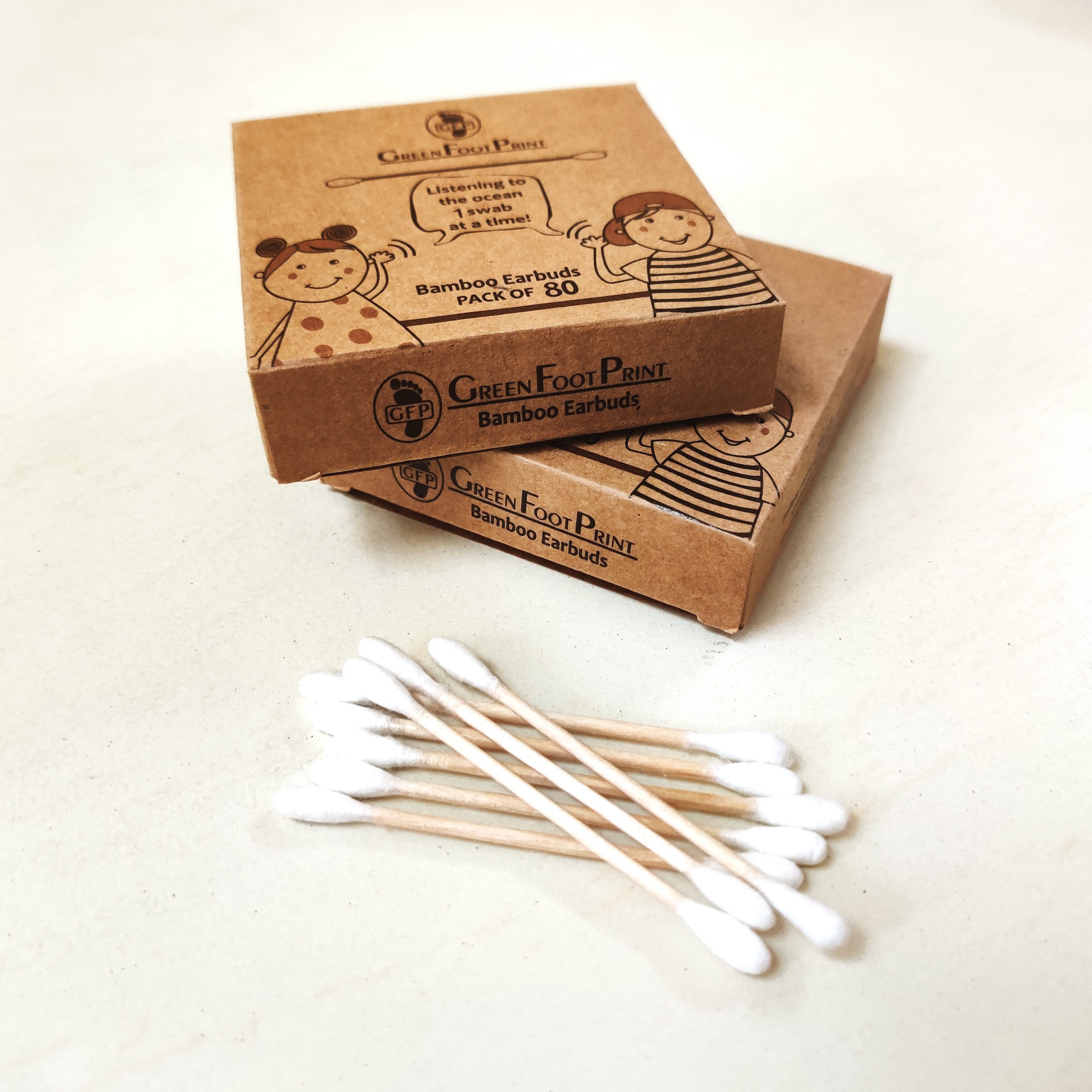 Natural bamboo earbuds pack of 2 for personal care
