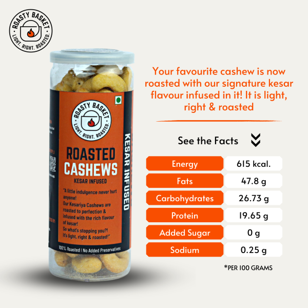 roasted cashew organic snacks nutritional facts