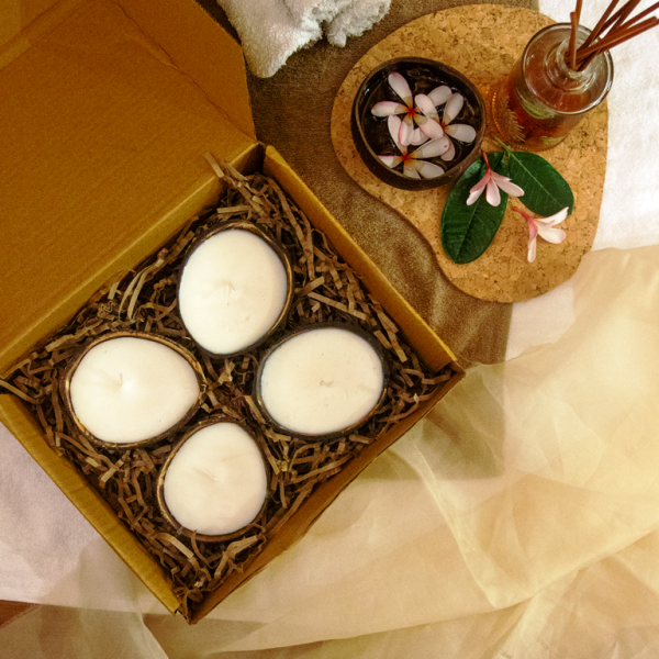 Coconut Shell Eco-friendly Scented Soy Wax Candle / Diya - Image 2