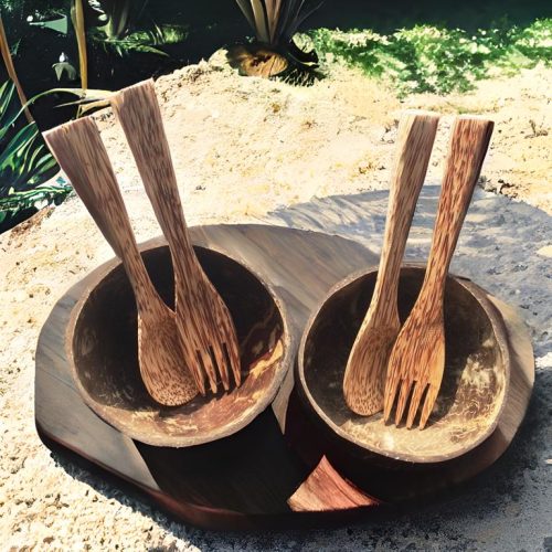 Coconut Shell Mudiam With 1 Set Fork & Spoon