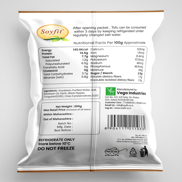 Soyfit Tofu Garlic & Paper – 200gm - Image 2