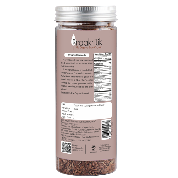 Organic Raw Flaxseeds 200 G - Image 3