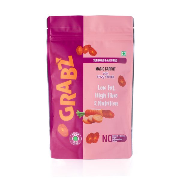 GRABZ Carrot crunchy munching without oil, Dehydrated, Cooked with air | 30gm X 2 Pouch